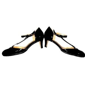 Ankle Strap Open Toe Black  Patent Leather High Heel shoes size 11.5